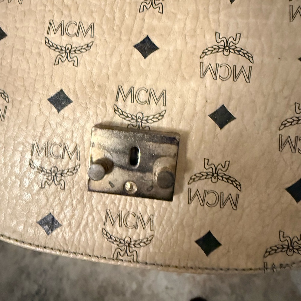 MCM Beige Visetos Patterned Leather Crossbody Bag - Picture 12 of 12